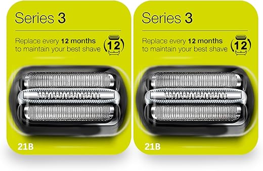 2Pack 21B Series 3Shaving Replacement Head, Foil & Cutter Razor Head Suitable for All Braun S3 Shaver Replacement Heads, Compatible with Braun 3040s 300s, 310s, 320s, 3050cc...