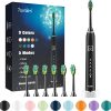 7AM2M Sonic Electric Toothbrush with 6 Brush Heads for Adults and Kids, One Charge for 90 Days, Wireless Fast Charge, 5 Modes with 2 Minutes Built in Smart Timer, Electric...