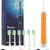 7AM2M Sonic Electric Toothbrush with 6 Brush Heads for Adults and Kids, One Charge for 90 Days, Wireless Fast Charge, 5 Modes with 2 Minutes Built in Smart Timer, Electric...