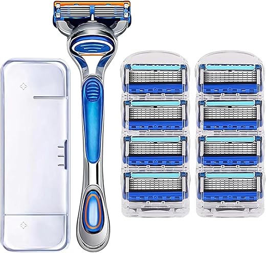 8 Refills Compatible with Gillette Fusion 5 Razor Blades, Compatible with Gillette Razors for Men, Smooth and Comfortable Shaving, Suitable for Men, Comes with 1 Handle and 1 Box