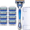 8 Refills Compatible with Gillette Razors for Men, Compatible with Fusion 5 Razor Blades, Smooth and Comfortable Shaving, Suitable for Men, Comes with 1 Handle + 1 Box