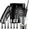 Aquasonic Black Series+ – Ultra Whitening 40,000 VPM Rechargeable Power Toothbrush – ADA Accepted – Wireless Charging Glass – 6 Proflex Brush Heads & Travel Case – 4 Modes &...