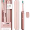 Aquasonic Icon ADA-Accepted Rechargeable Toothbrush | Magnetic Holder & Slim Travel Case | 2 Brushing Modes & Smart Timers | Modern & Convenient (Blush)