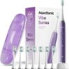 Aquasonic Vibe Series Ultra-Whitening Toothbrush – ADA Accepted Power Toothbrush – 8 Brush Heads & Travel Case – 40,000 VPM Motor & Wireless Charging – 4 Modes w Smart Timer –...