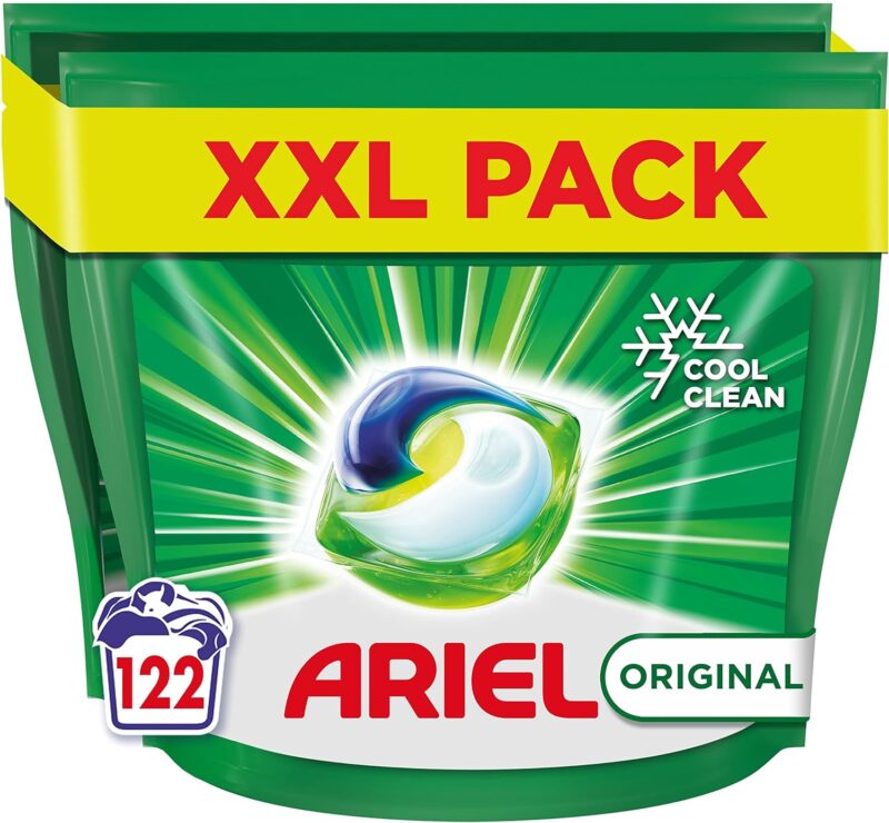 Ariel All-in-1 PODS Original Laundry Detergent Washing Liquid Tablets / Capsules, 122 Washes (61×2), Stain Remover For Clothes, Brilliant Stain Removal and Freshness Even in A...