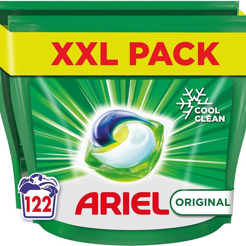 Ariel All-in-1 PODS Original Laundry Detergent Washing Liquid Tablets / Capsules, 122 Washes (61×2), Stain Remover For Clothes, Brilliant Stain Removal and Freshness Even in A...