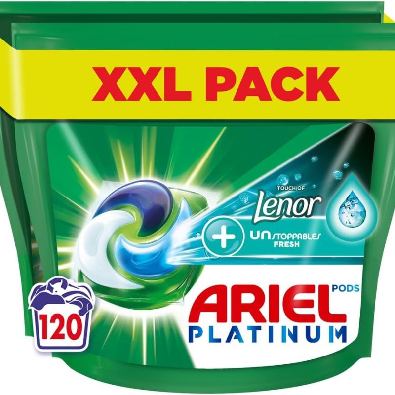 Ariel All-in-1 PODS Washing Liquid Laundry Detergent Tablets / Capsules, 120 Washes (60 x 2) Stain Remover For Clothes with Lenor Unstoppables, 2x Longer Lasting Freshness*