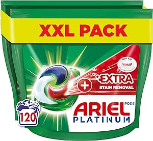 Ariel All-in-One Platinum PODS Washing Liquid Laundry Detergent Tablets / Capsules, 120 Washes (60 x 2), Stain Remover For Clothes