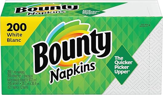 Bounty Quilted 1-Ply Napkins, White, Pack Of 200 Napkins