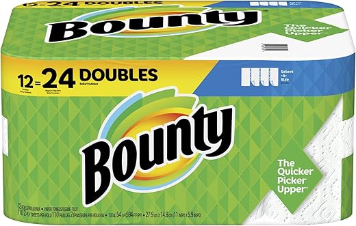 Bounty® Select-A-Size® Double 2-Ply Paper Towels, 98 Sheets Per Roll, Pack Of 12 Rolls