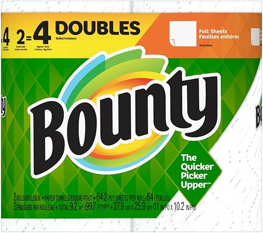 Bounty Select-A-Size Paper Towels, White, 2 Double Rolls = 4 Regular Rolls , 64 Count (Pack of 2)
