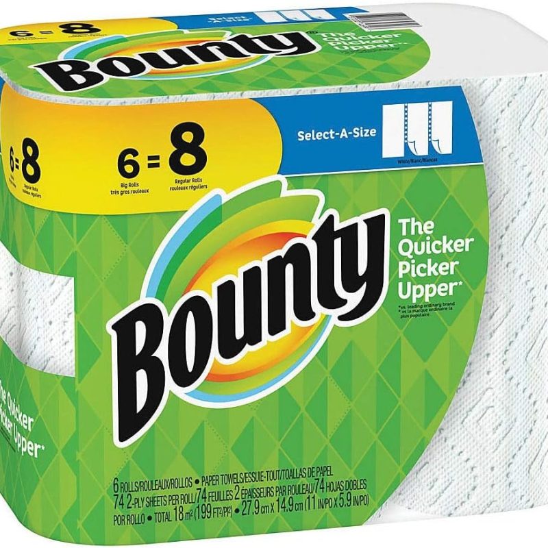 Bounty Select-A-Size Paper Towels, White, Big Rolls, 6 Count of 74 Sheets Per Roll, 6 Count (Pack of 1)