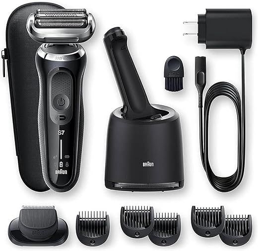 Braun Electric Razor for Men, Waterproof Foil Shaver, Series 7 7075cc, Wet & Dry Shave, With Beard Trimmer, Rechargeable, Clean & Charge SmartCare Center and Travel Case...