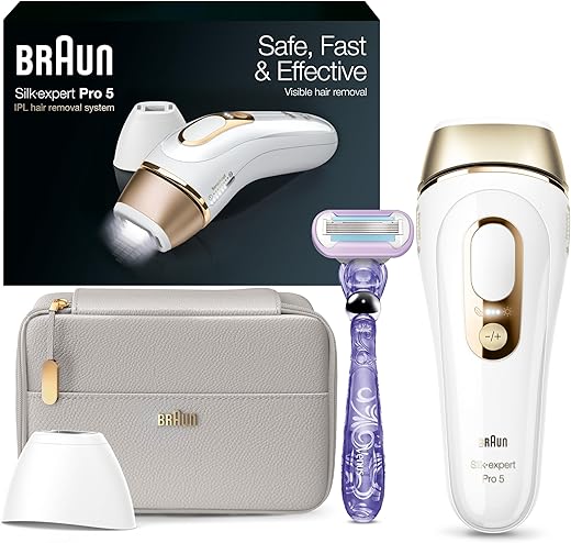 Braun IPL Long-lasting Laser Hair Removal Device for Women & Men, Silk Expert Pro5 PL5157, Safe & Virtually Painless Alternative to Salon Laser Hair Removal, Full Body, With...