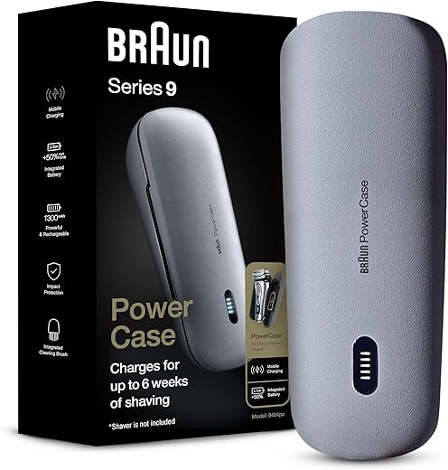 Braun Powercase for Electric Razors for Men, Compatible with Braun Series 9 Pro, Series 9 and Series 8 Electric Shavers, Portable Shaver Case, Charges for Up to 6 weeks
