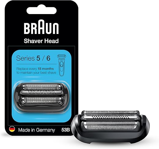 Braun Series 5 53B Electric Shaver Head, Black – Designed for Series 5 and Series 6 shavers (new generation)