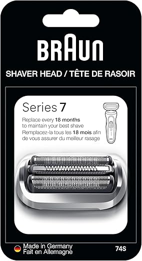 Braun Series 7 Electric Shaver Replacement Head, Easily Attach Your Shaver Head for a Shave as efficient as Day one, Compatible with New Generation Series 7 Shavers, 74S, Silver