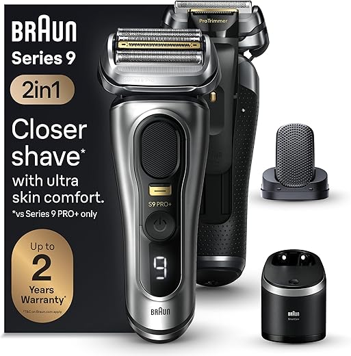 Braun Series 9 PRO+ Electric Razor for Men, 5 Pro Shaving Elements and Shave-Preparing ProComfort Head for Closeness & Skin Comfort, 6in1 SmartCare Center, Wet or Dry Use,...