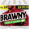 Brawny Tear-A-Square Paper Towels, 12 Double Rolls = 24 Regular Rolls, 3 Sheet Sizes (Quarter, Half, Full), Strength for All Messes, Cleanups, and Meal Prep