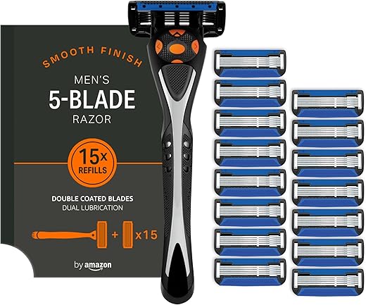by Amazon 5 Blade Men's Razor With 15 Refills