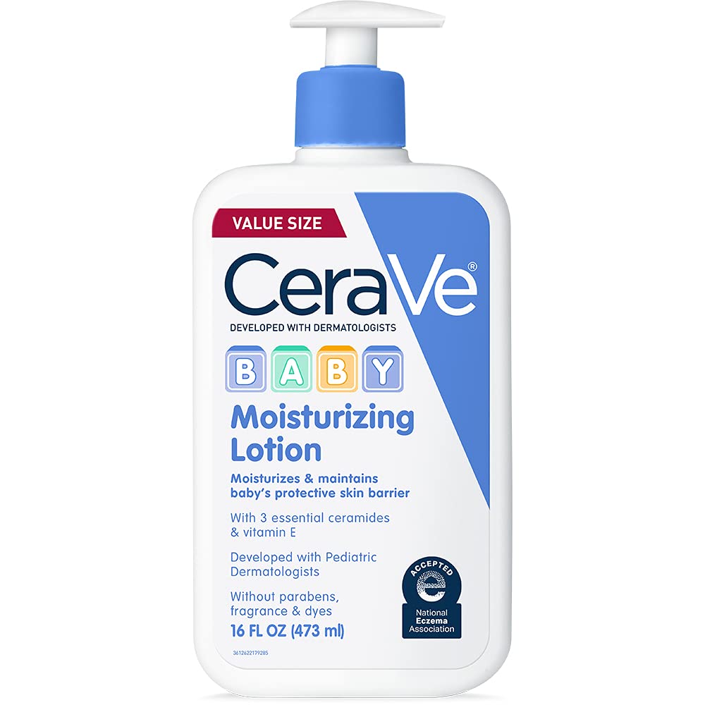 CeraVe Baby Lotion | Gentle Baby Skin Care with Ceramides, Niacinamide & Vitamin E | Fragrance, Paraben, Dye & Phthalates Free | Lightweight Baby
