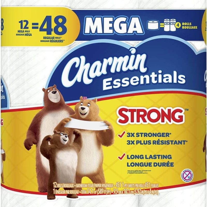 Charmin Essentials Strong Toilet Paper 12 Mega Rolls