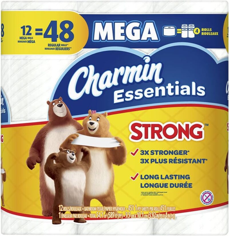 Charmin Essentials Strong Toilet Paper 12 Mega Rolls