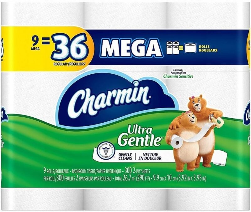 Charmin Sensitive Toilet Paper, Mega Roll, 9 Count