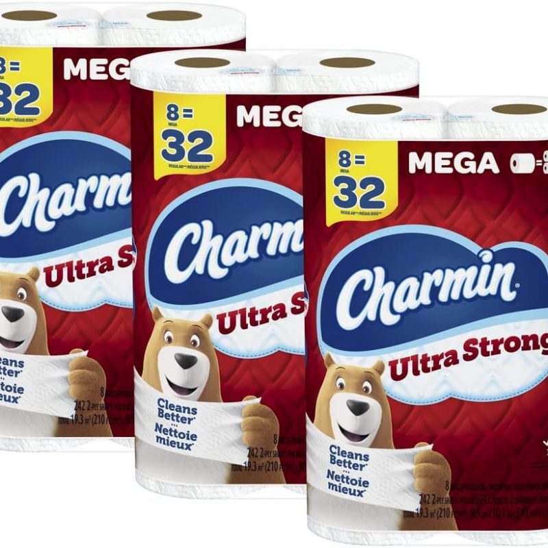 Charmin Toilet Paper, Ultra Strong, 24 Mega Rolls = 96 Regular Rolls, 242 Sheets Per Roll