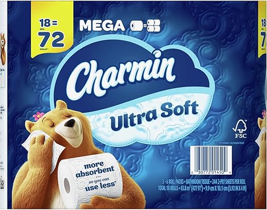 Charmin Ultra Soft 2-Ply Bathroom Tissue, 244 Sheets Per Roll, Pack Of 18 Rolls