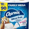 Charmin Ultra Soft Cushiony Touch Toilet Paper, 18 Family Mega Rolls = 90 Regular Rolls