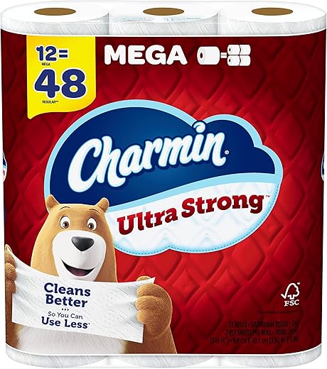 Charmin Ultra Strong Toilet Paper 12 Mega Rolls, 242 Sheets Per Roll