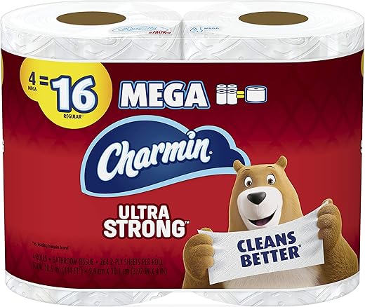Charmin Ultra Strong Toilet Paper, 4 Mega Rolls = 16 Regular Rolls White