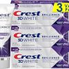 Crest 3D White Brilliance Purple Teeth Whitening Toothpaste – Pack of 3, 3.5 oz Tubes – Anticavity Fluoride Toothpaste -100% More Surface Stain Removal – 24 Hour Active Stain...