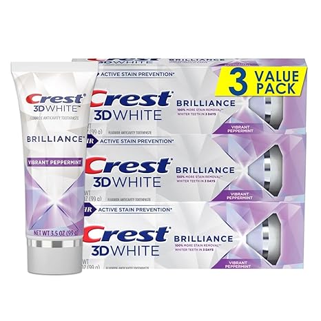 Crest 3D White Brilliance Teeth Whitening Toothpaste, Vibrant Peppermint, 3.5 Oz (Pack of 3) Brand: Crest
