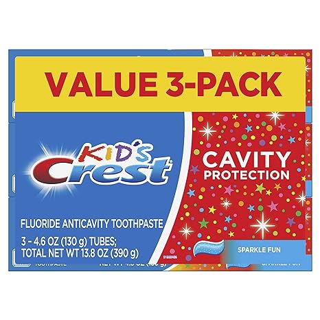 Crest Kid’s Cavity Protection Toothpaste (children and toddlers 2+), Sparkle Fun, 4.6 Oz (Pack of 3)