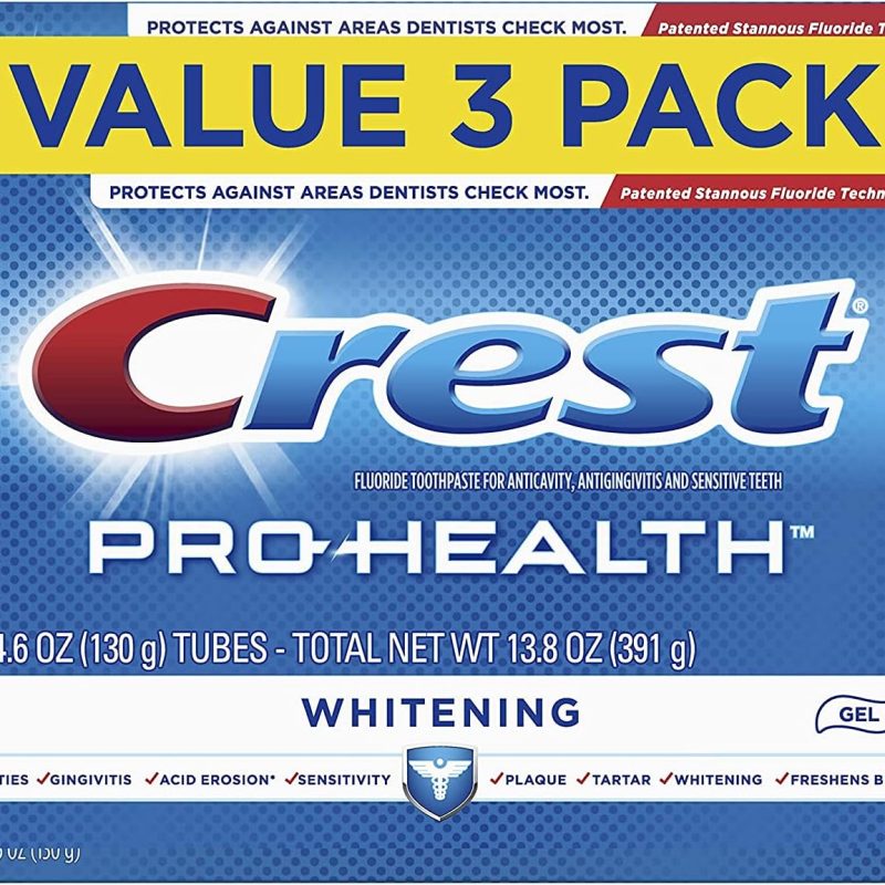 Crest Pro-Health Whitening Gel Toothpaste, 4.6 oz, 3 Count, Triple