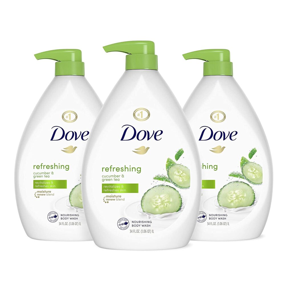 Dove Refreshing Body Wash with Pump Revitalizes and Refreshes Skin Cucumber and Green Tea Effectively Washes Away Bacteria While Nourishing Your...