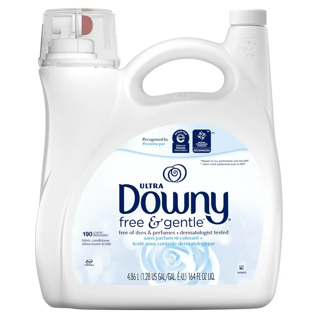 Downy Free & Gentle Liquid Fabric Conditioner, 164 fl oz, 190 Loads