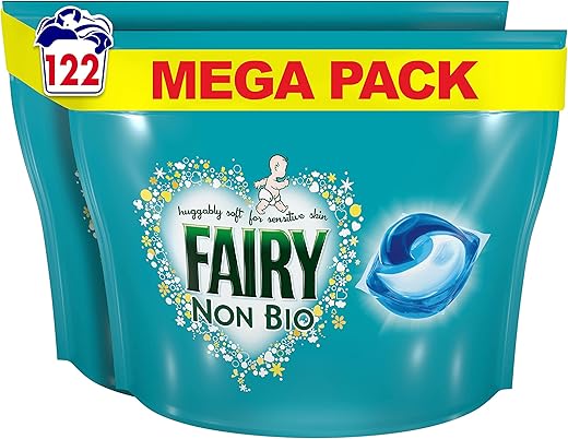 Fairy Non Bio All-in-1 PODS Laundry Detergent Washing Liquid Tablets/Capsules, 122 Washes (61x2), For Sensitive Skin