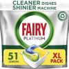 Fairy Platinum All-In-1 Dishwasher Tablets Bulk, 51 Tablets, Lemon, XXL Pack, With Greasy Filter & Rinse Aid Action