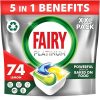 Fairy Platinum All-In-1 Dishwasher Tablets Bulk, 74 Tablets, Lemon, With Greasy Filter & Rinse Aid Action, Packaging may vary
