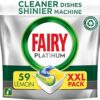 Fairy Platinum All in One Dishwasher Tablets, Lemon, 59 Capsules, For tough Challenges, Even Cleans Greasy Filters