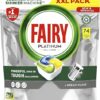 Fairy Platinum All In One Dishwasher Tablets, Lemon, 74 Tablets, For Tough Challenges, Even Cleans Greasy Filters