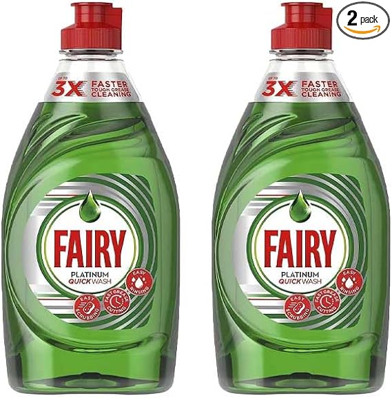 Fairy Platinum Quickwash Washing Up Liquid Original 383ml - Pack of 2