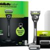 Fusion Gillette Labs Men's Razor + 8 Razor Blade Refills with Exfoliating Bar, Includes Premium Magnetic Stand & Travel Case
