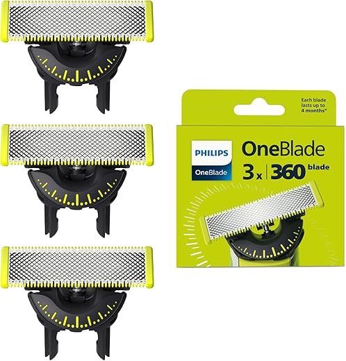 Genuine Philips OneBlade 360 Replacement Blades, For OneBlade Electric Shaver and Trimmer, 3 Pack, Model QP430/60