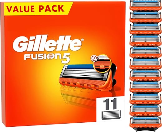 Gillette Fusion5 Razor Blades Men, Pack of 11 Razor Blade Refills with Precision Trimmer, 5 Anti-Friction Razor Blades
