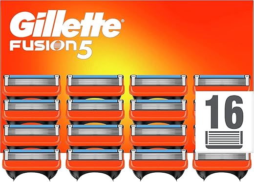 Gillette Fusion5 Razor Blades Men, Pack of 16 Razor Blade Refills with Precision Trimmer, 5 Anti-Friction Blades, Suitable for Mailbox