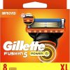 Gillette Fusion5 XL Power Razor Blades Men, Pack of 8 Razor Blade Refills with Precision Trimmer, 5 Anti-Friction Blades